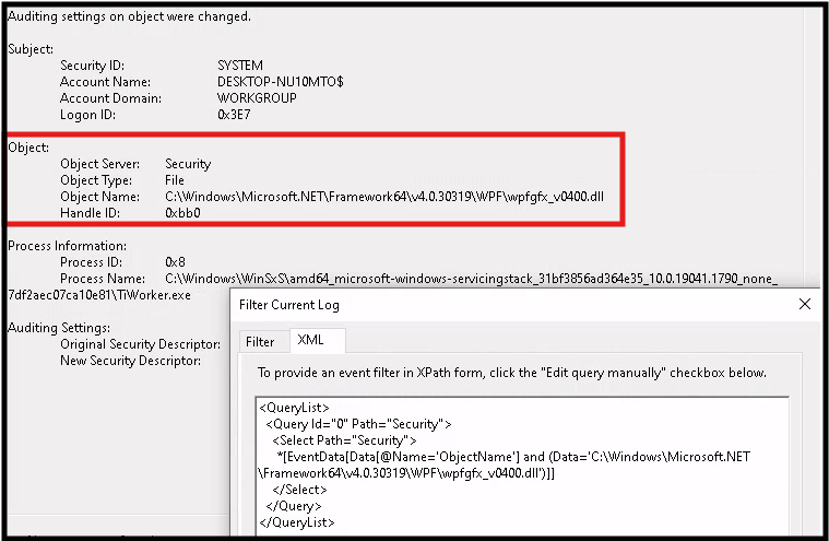 Process modifies object